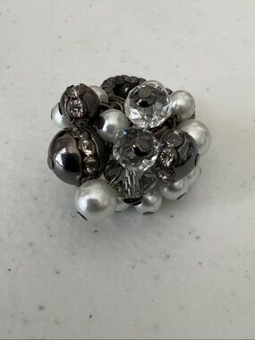 Crystal & Pearl Cluster Stretch Ring